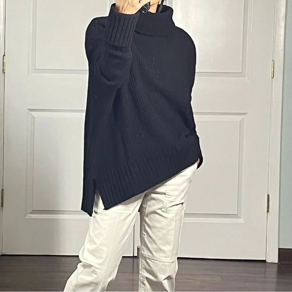 Anthropology Moth black wool blend oversized sweater size S - Picture 3 of 12